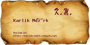 Karlik Márk névjegykártya
